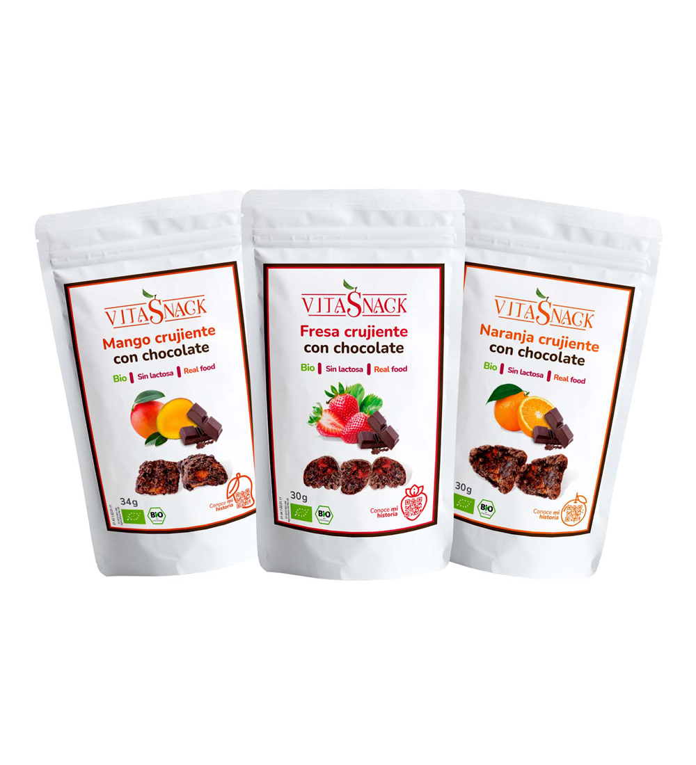 PACK de VitaSnacks: Frutas & Chocolate Crujientes BIO